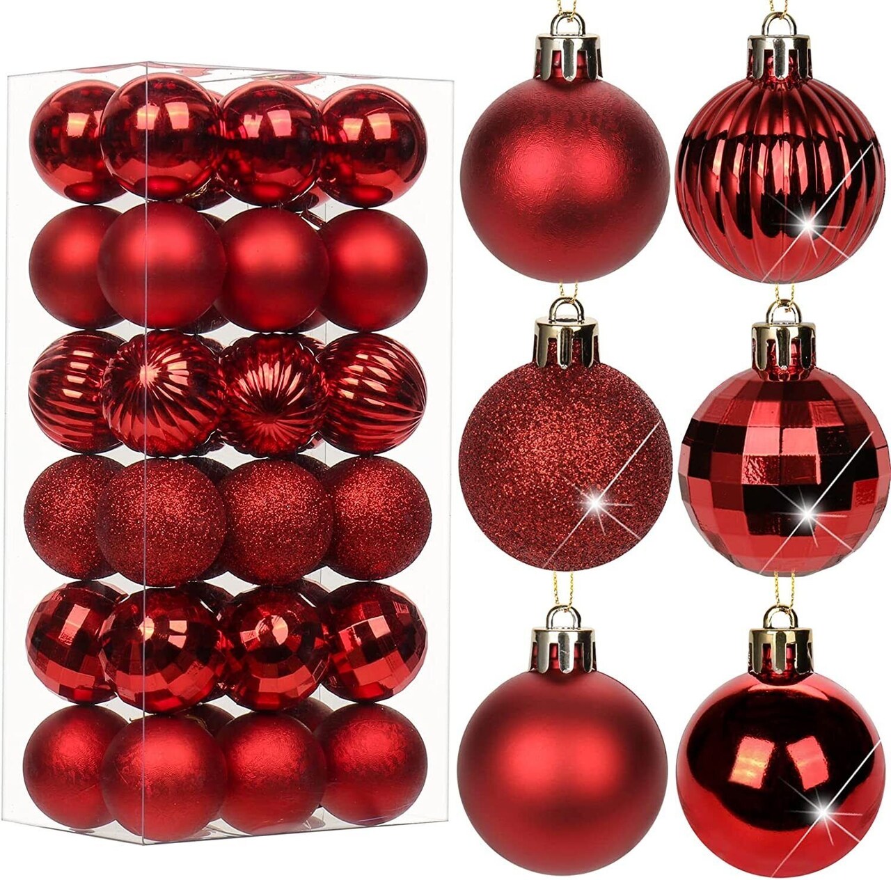 1.6in 36-Piece Shatterproof Christmas Balls - Xmas Tree Ornaments